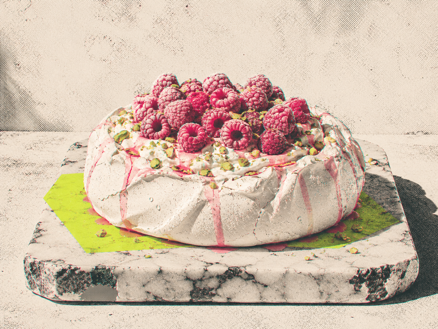 No-bake summer — pavlova on marble